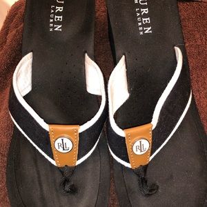 Ralph Lauren wedge flip flops